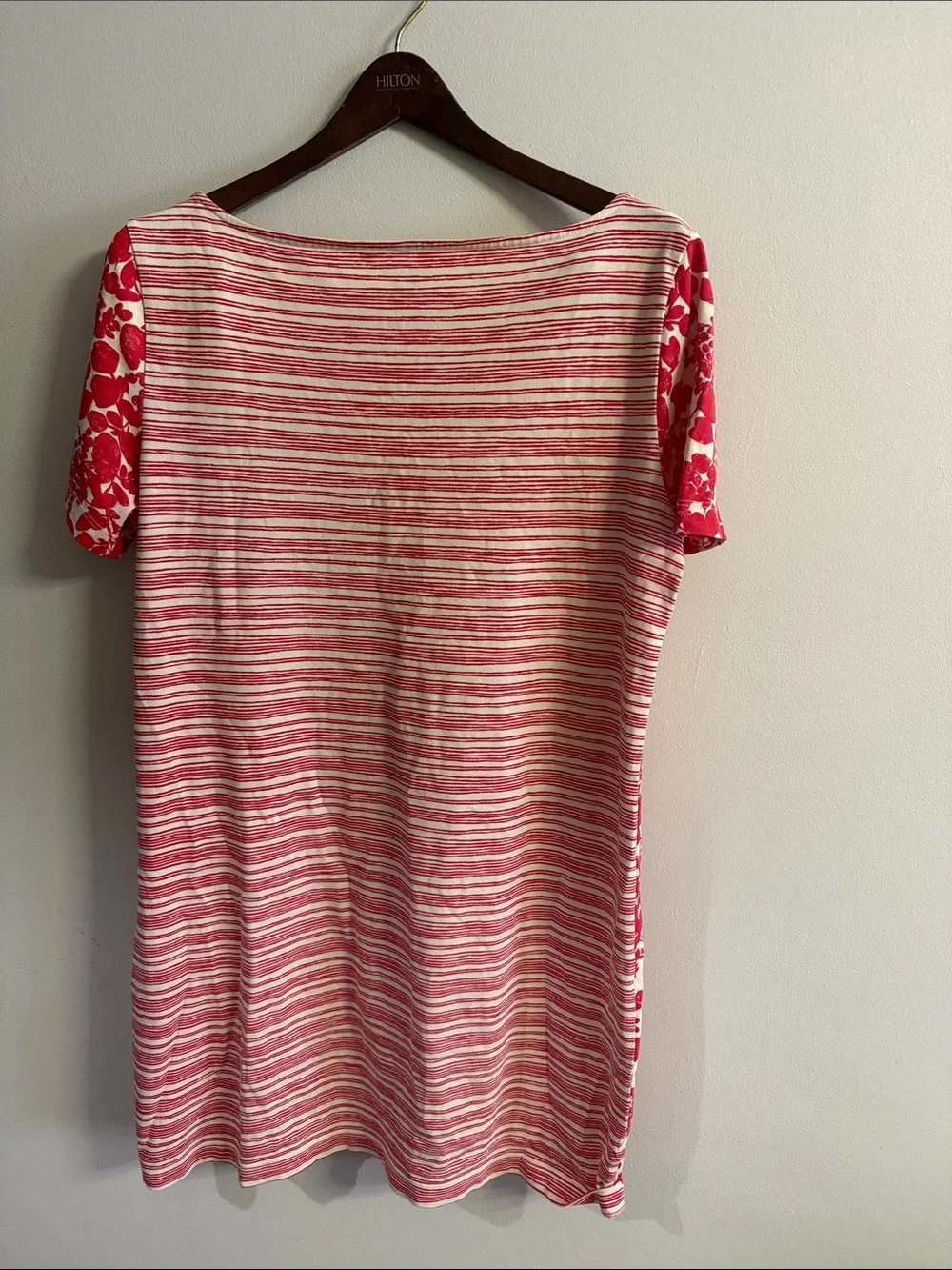 Red Floral Shift Dress - Women's Casual Boatneck